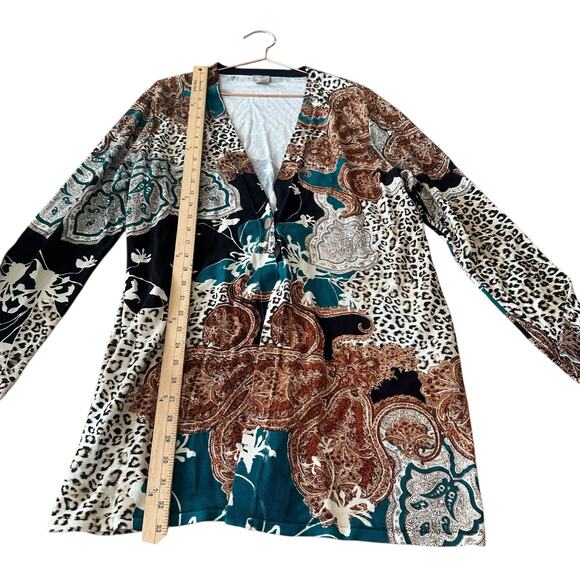 Chicos Paisley Animal Print Knit Cardigan Size 3 Large - Picture 5 of 6